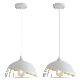 SESIMENT White Pendant Light, 2 Packs 9.4inch Farmhouse Pendant Light, Kitchen Pendant Lights, Industrial Pendant Lighting, Pendant Lights Kitchen Island for Living Room, Bar, Bedroom, Office