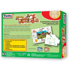 Totte Rompecabezas Animalitos 9 Piezas XXL | Piezas Grandes, Gruesas y Durables | Diseñado para Uso Infantil | Español e Inglés (Animales DE LA Granja)