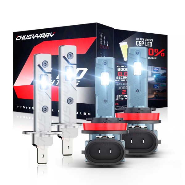 CHUSYYRAY Bombillos 4X LED Focos Para Auto Carro H1+H11 Luz