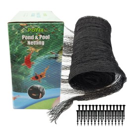 POYEE 20x30ft Pond Netting for Leaves Leaf Net Cover Pond Net with Small Fine Mesh Protecting Koi Fish from Birds Cats Stakes Included