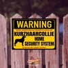 Short-haired Collie Sign Warning Security System Door Sign Dog Sign