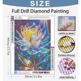 Benjenes Diamond Art Kits for Adults, Flower Diamond Painting Kits for Adults, 5D DIY Round Drill Gem Art Paint with Diamonds Dots Crafts Kits for Home Decor Gift 16x12inch