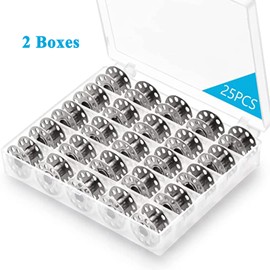 50Pieces Sewing Machine Iron Bobbins - Upgraded Metal Sewing Machine Bobbins with Storage Case Box for Brother Singer Babylock Janome Kenmore Sewing Machine