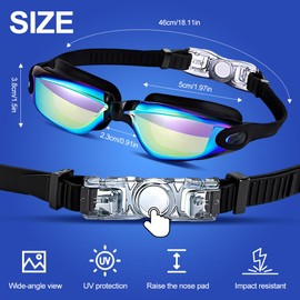 XFSRG 2 Stück Schwimmbrille Antibeschlag UV Schutz Freiem Sichtfeld mit Silikon Nasensteg und Ohrstöpseln für Erwachsene Herren Frauen(Gold + Rosa)