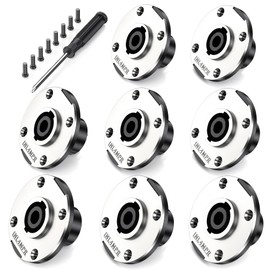 Jumwa 8 Pack 4 Pole Speakon Panel Twist Lock Speaker Socket Metal Round Panel Jack Mounting Compatible with Neutrik Speakon NL4MP, NL4MPR, NL4FC, NL4FX, NLT4X, NL4 Series, NL2FC, Type8