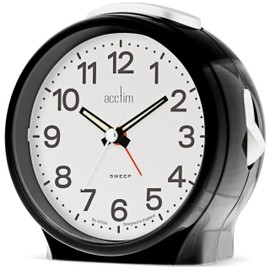 Acctim Elsie Analogue Alarm Clock Non Ticking Sweep Luminous Hands Powder (Black)
