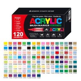 Acrylic Paint Pens, Soft Brush Tip Acrylic Paint Markers, 120 Color Acrylic Markers for Canvas, Rock Painting, Wood, Stone, Glass, Ceramic, Fabric Painting, DIY Crafts