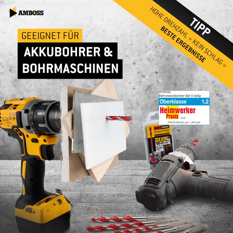 Anvil Multi-Purpose Drill Bit Set Multi-Function Drill Bit 7-Piece Diameter