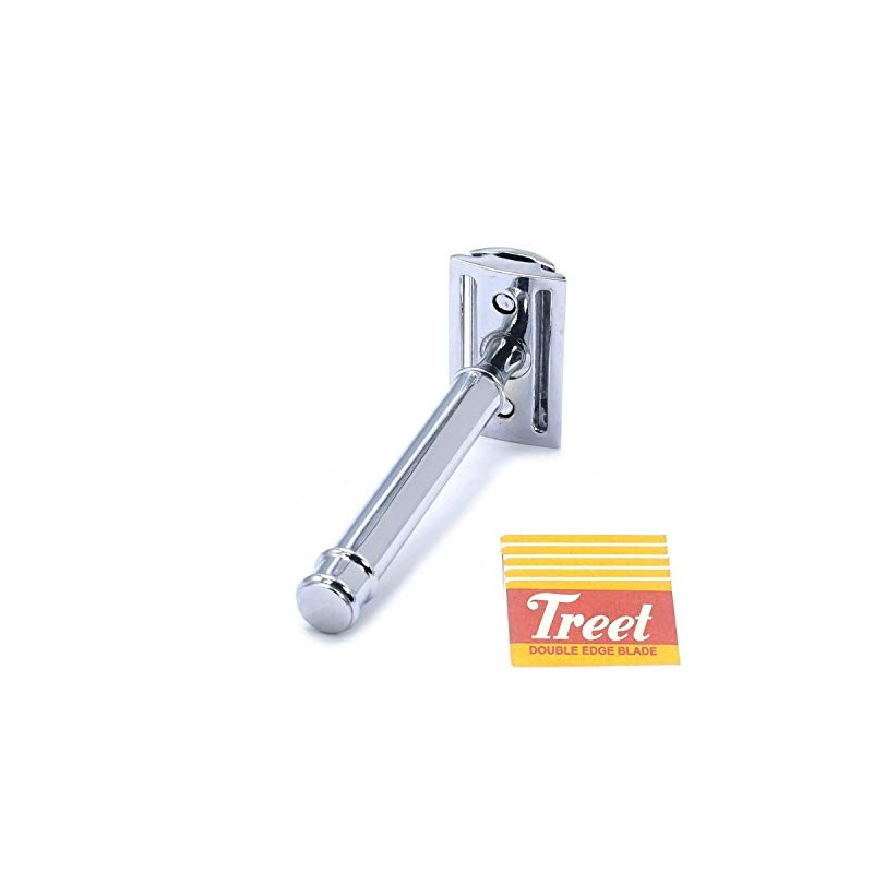 OdontoMed2011 3.5" Plain Smooth Handle Safety Razor Chrome Plated With