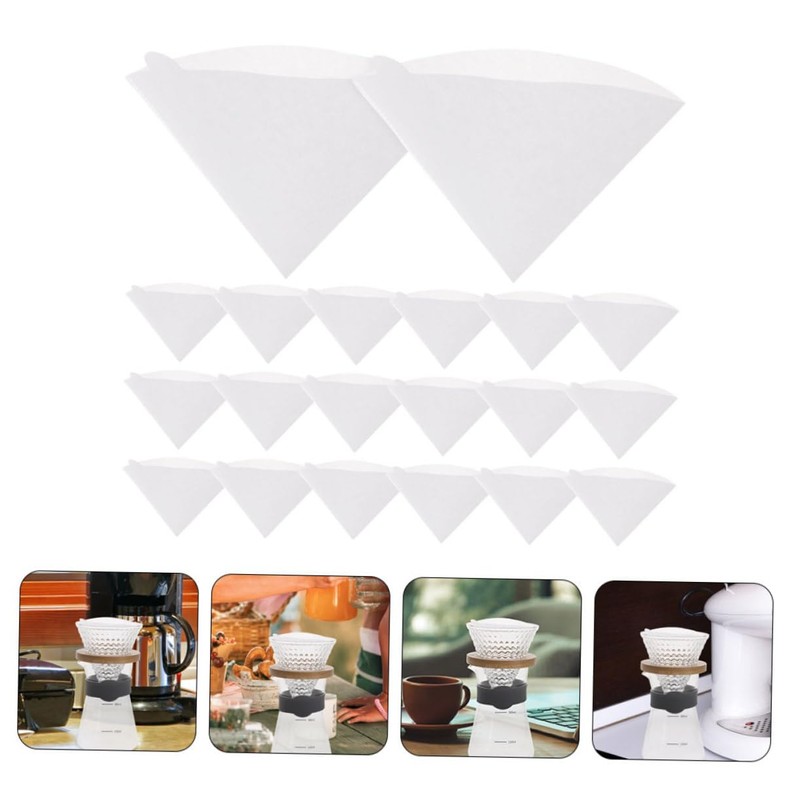 KICHOUSE 100Pcs Coffee Cone Filters Cone Shaped Paper Filters for