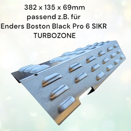 KOCH #105 Stainless Flame Distributor Suitable for Enders Boston Black Pro 6 SIKR Turbozone 382 x 135 x 69 mm Universal Burner Cover - Solid V2A Stainless Steel 1.25 mm, 780 g. Quality Made in Germany