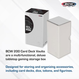 BCW Deck Vault-LX 200 - White | Premium Card Deck Case with 100 Sleeved Card Capacity, Magnetic Closure, and Dice Tray | For Magic Commander, Pokemon