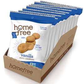 Homefree Mini Vanilla Cookies, Gluten Free, Nut Free, Vegan, Individually Wrapped Packs, School Safe and Allergy Friendly Snack, 1.1 oz. (Pack of 10)