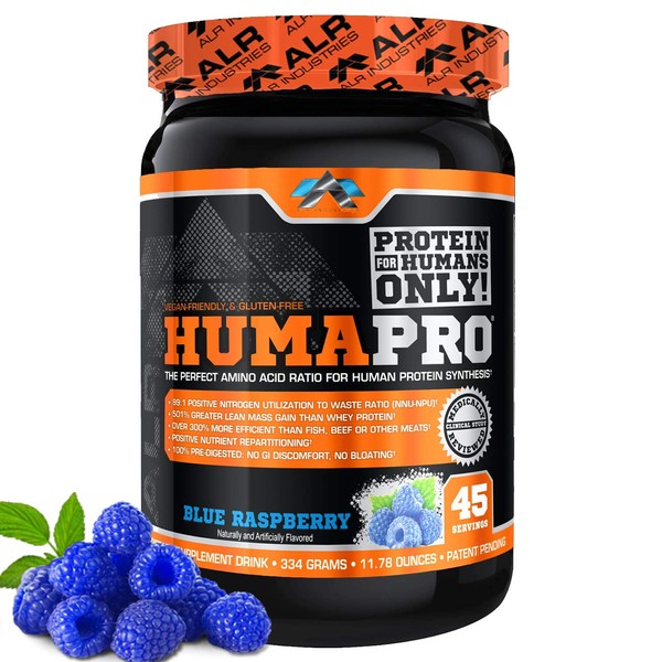 ALR Industries Humapro, Protein Matrix Blend, Formulated for Humans, Amino Acids, Lean Muscle, Vegan Friendly, 334 Grams (Blue Raspberry)