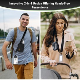 BEAKBOND 3-in-1 Black Phone Strap with Wallet and Stainless Steel Bottle Opener Keychain, For Most Smartphones