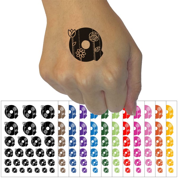 Sweet and Cute Flowers Rounded Block Letter Q Temporary Tattoo