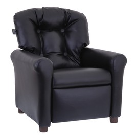 THE CREW FURNITURE Traditional Kids Recliner, Toddler Ages 1-5 Years, Pu Faux Leather, Black