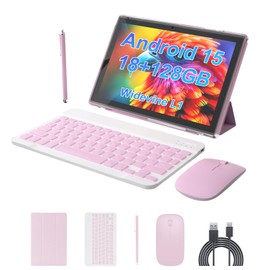 ZZB Android 15 Tablet 10 inch Tablet 2 in 1 Tablets with Keyboard Mouse Case Stylus 18GB RAM 128GB ROM 2TB Expand, Android 15(NOT GO) 10.1" IPS 6000mAh Battery Bluetooth Dual Camera 5G-WiFi Tablets.