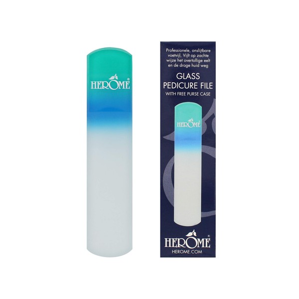 Herome Foot Care Glass Pedicure File - 2 Grits Gently Removes Excess Callus and Dry Skin