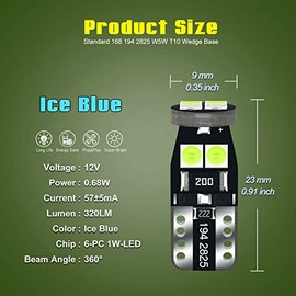10 piezas bombillas LED de repuesto de 12V azul hielo T10 W5W 158 168 194 2825 para luz del tablero de instrumentos del clúster para panel del tablero medidor indicador con socket cruz PC168
