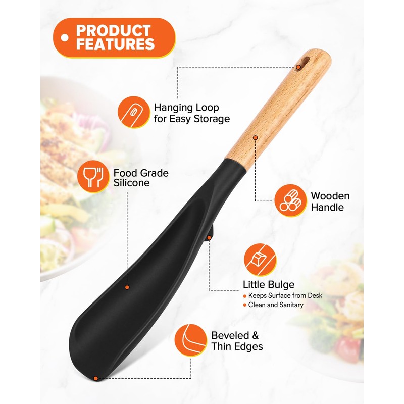 Cooking Spoon and Scraper for Nonstick Cookwares, Great for Cooking