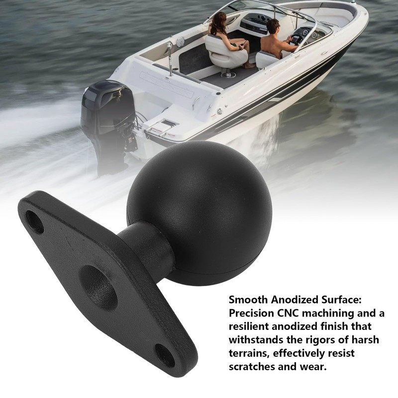 アルミニウム合金マリングレード1.5インチボールマウントベース、耐久性のある陽極酸化フィニッシュ、アンチスリッププレート、Cサイズのボールマウントアダプターと互換性があり、ラムマウント用の汎用溶液