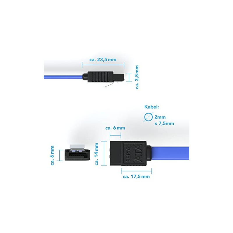 JAMEGA 3 x 50 cm SATA III Cable, S-ATA 3