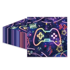 Pack of 40 Game On Napkins, Party Napkins, 33 x 33 cm, Disposable Gaming Birthday Party Napkins for Men, Women, Girls, Birthday Party Decoration