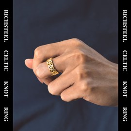 Richsteel Dainty Finger Ring Gold for Men Women Knuckle Rings Irish Celtic Jewellery