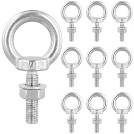 MUNGHOK Pack of 10 Stainless Steel Eye Bolts M8 with Nut, Eye Bolt, 304 Eye Bolt, Eye Bolts, Hardware Eye Bolts for Attaching and Hanging