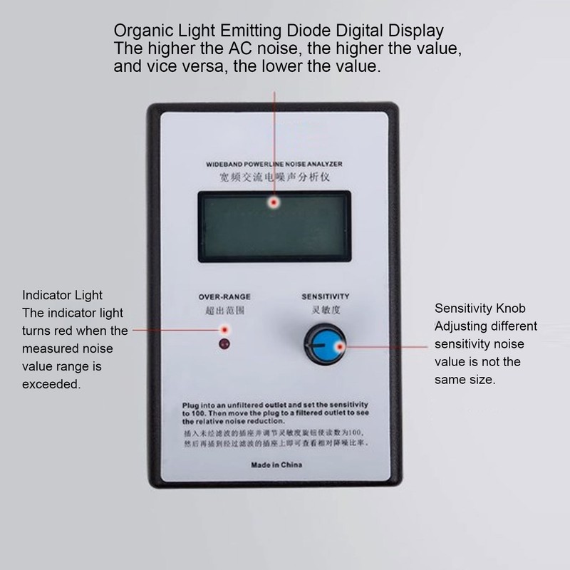 Noise Analyzer LCD Display Broadband 300KHz‑700KHz EMI AC Power Noise