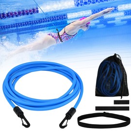 mizikuu Swimming Belt for Pool, 4 m Pull Rope Swimming Adjustable Swimming Band Swimming Aid Belt Pool Resistance Training Swimming Trainer Strap for Swimming Power Training, Water Sports
