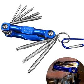 Star Hex Wrench Set 8 in 1 Multi-functional Folding Screwdriver Hex Wrench Pocket Portable Star Screwdriver Precision Hex Lobe Wrench T9/T10/T15/T20/T25/T27/T30/T40