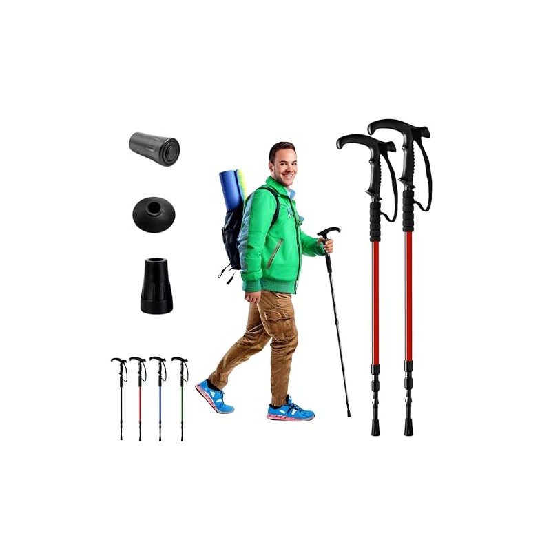 ADEPTNA 1 Pair Telescopic Hiking Walking Trekking Poles Anti Shock