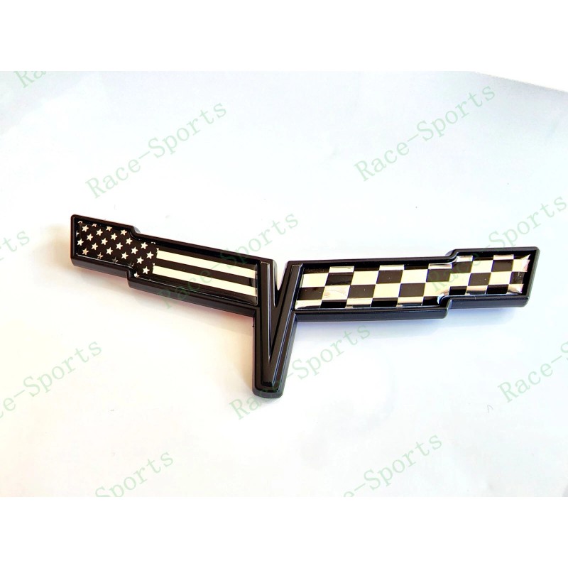 AUTO 2PC Black FRONT NOSE Rear Gas Lid Crossed Black