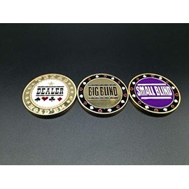 Set of 3 Metal Poker Buttons - Dealer, Small Blind, Big Blind