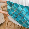 YINRON Square Glass Mosaic Round Table Cloth Turquoise Blue Asian