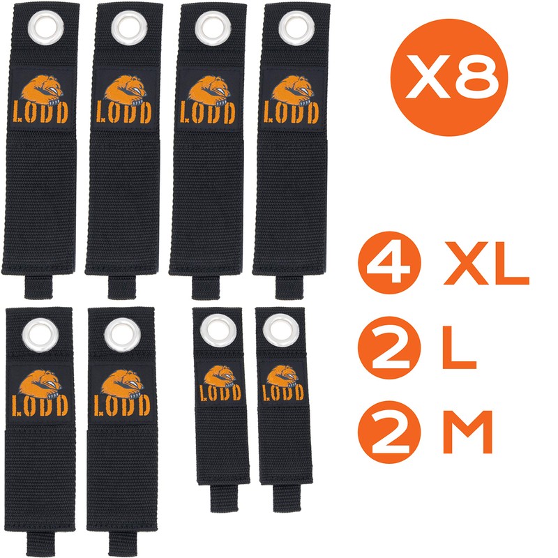 8 Velcro Fasteners for Storage, 3 Different Sizes, 2 x