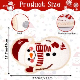Christmas Bath Rugs for Bathroom - Snowman Shape Bathroom Rug,Soft and Absorbent Bath Mats,Non-Slip Rug for Shower Bath and Bedroom,Christmas Decoration Gifts(27in x 18in)