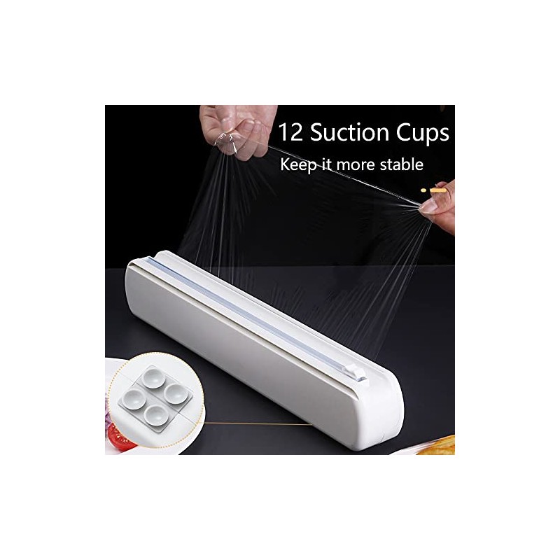 ENJOYCOO Plastic Wrap Dispenser With Cutter, Reusable Cling Film Dispenser,