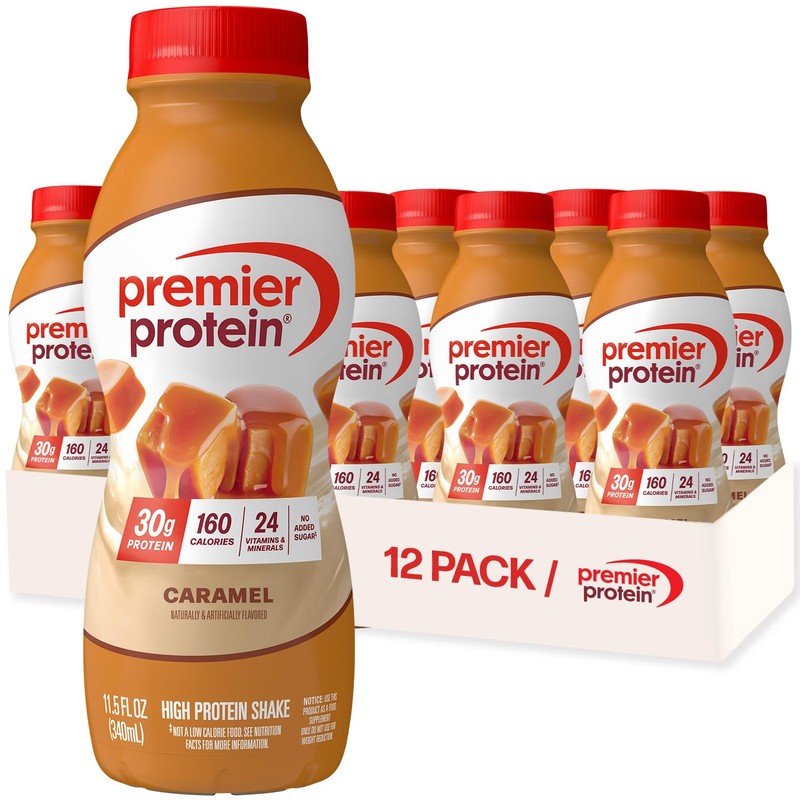 Premier Protein Shake, Caramel, 30g Protein, No Added Sugar, 24