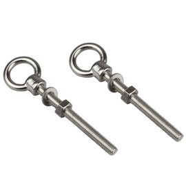 2Pcs Rustproof Lifting Shoulder Eye Bolt Metal Heavy Duty EyeBolts Screws Smooth Eye Bolt Nut Washer Hanging Hooks Eyelet Screws for Hanging Hammocks Articles