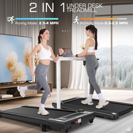 Walking Pad Treadmill Under Desk with 8% Incline, 2.5HP Portable Mini Walking Treadmills, Small Jogging Machine for Home/Office/Gym, 300lbs Max, LED Touch Screen, Remote Control(Dark)