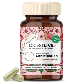 DigestLive Stress Constipation Relief Laxative for Women, 30 Capsules,100% Herbal Stool Softener - Female Gentle Natural Colon Cleanse, Detox, Bloating & Gas, Fast-Acting, Vegan, Gluten & GMO-Free