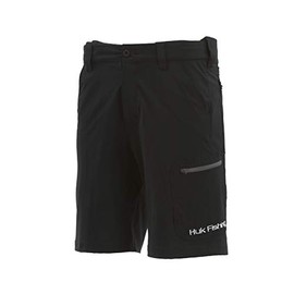 Huk Men's Standard Next Level Quick-Drying Performance Fishing Shorts, Black-10.5", Medium