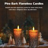 Flameless Candles Lights, Set of 2 6"x3" Pine Bark Flickering