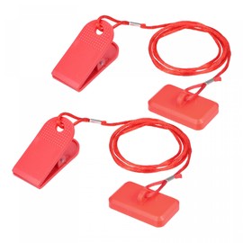 sourcing map Fitness Magnet Key, 46x28mm Shell, 15mm Dia. Magnet, Universal Safety Lock for Most Treadmill, Red 2Pcs