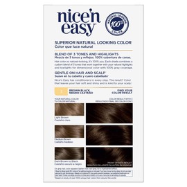 Clairol Nice'n Easy Permanent Hair Dye, 3 Brown Black Hair Color, 3 Count