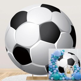 Ttincceer Football Round Photography Background 200 cm 3D Football Game Theme Background Cover Boy Girl Birthday Baby Shower Party Banner Studio Portrait Shooting Props