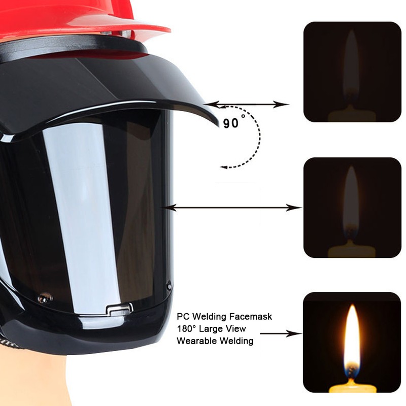 PC Welding Facemask 180° Large View Wearable Welding Facemask 120℃